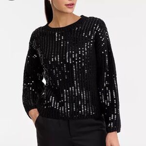 INC International Concepts Black Sequin Pullover Sweater